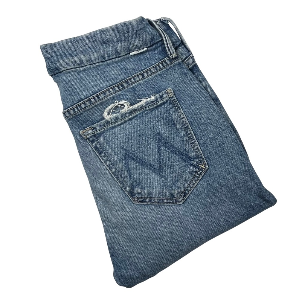 Mother The Looker Ankle Step‎ Fray Jeans Womens 26x27 Blue Distressed Skinny